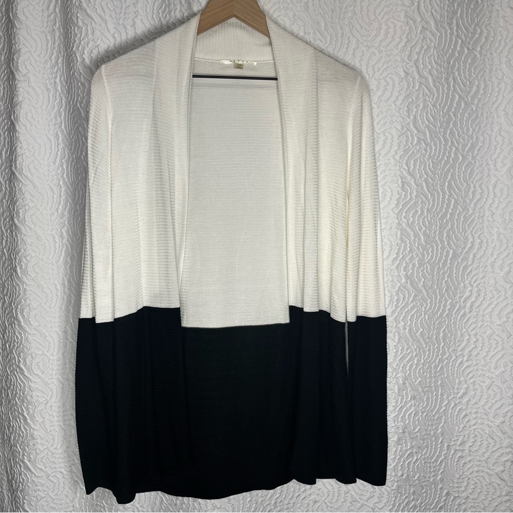 Cyrus Color Block Open Front Long Cardigan - image 1